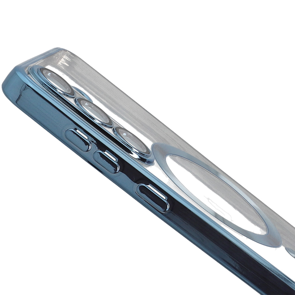  z osłoną aparatu Tech-Protect MagFlex do Galaxy S25 do MagSafe, przezroczysto-niebieskie